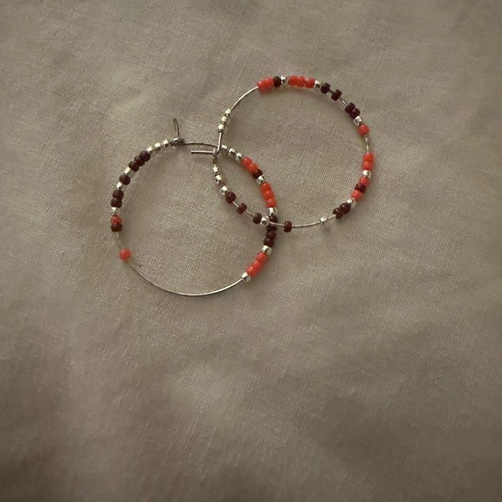 Virginia Tech Beaded Hoop Earrings